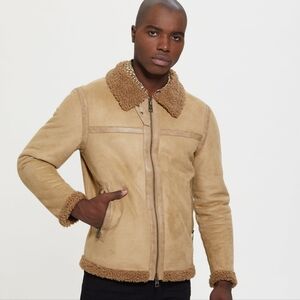 Men's ECO Faux-Shearling Suede Sherpa Jacket Large Tan